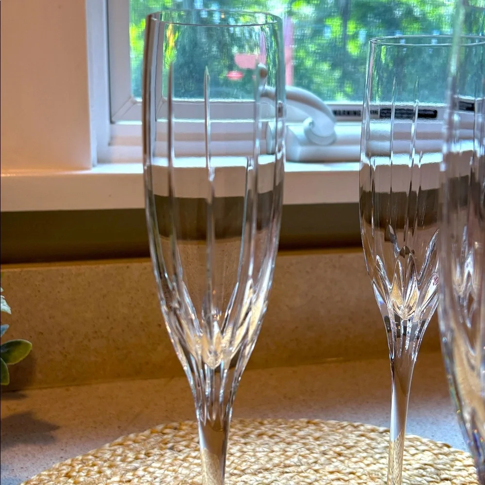 (4) Lenox Millennium Fluted Champagne Glasses - Starfire